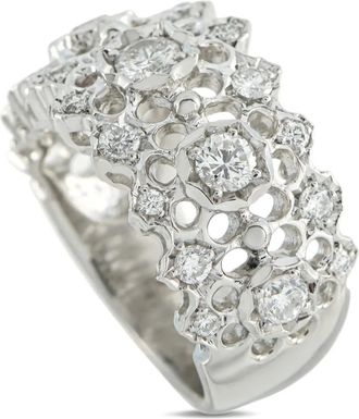 Luxury Bazaar Platinum Honeycomb ring met diamant - Zilver