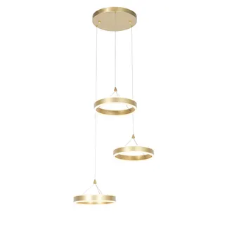 QAZQA Dise&ntilde;o L&aacute;mpara Colgante Redonda De Lat&oacute;n Con Led Regulable En 3 Pasos 3-luces - Lyani Aluminio /acero /pl&aacute;stico Redonda Incluye Led Max. 3 X 12 Watt -