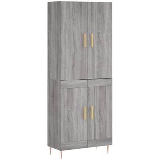 vidaXL Aparador Alto Madera Contrachapada Gris Sonoma 69,5x34x180 Cm Vidaxl