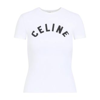 Celine Celine - T-shirt van geribd katoenen jersey - Dames - Tops - Wit - Maat: XS Katoen