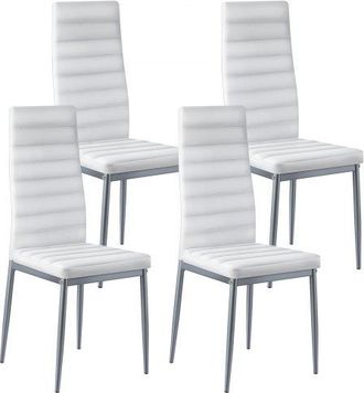 OEM Juego De 4 Sillas De Comedor De Estilo Moderno Con Acentos, Tapizadas En Cuero, Para Mesa De Comedor, Ahorra Espacio, Con Cojines Gruesos Y Patas De M