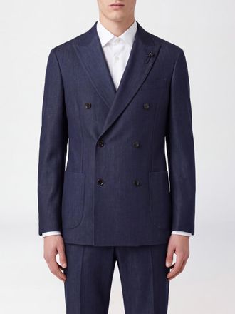 Lardini Blazer doppiopetto in lana con rever a lancia e tasche a toppa