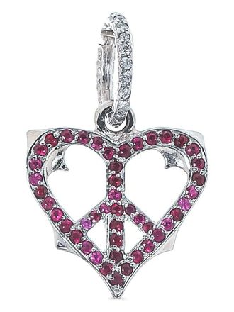 Loree Rodkin 14K white gold ruby and diamond heart-shaped charm - women - 14kt White Gold/Ruby/Diamond - One Size - Silver
