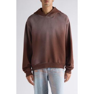 Acne Studios Stockholm Oversize Distressed Graphic Hoodie in Chocolate Brown at Nordstrom, Size X-Large
