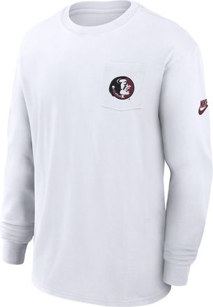 Nike Florida State Seminoles Legacy Max90 Pocket Nike Mens College Long-Sleeve T-Shirt in White | 01ND10AFSH-DHV