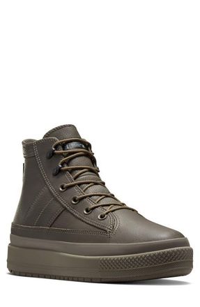 Converse Chuck Taylor All Star Equip Waterproof Leather Boot in Truffle/Truffle/Black at Nordstrom, Size 12 Womens