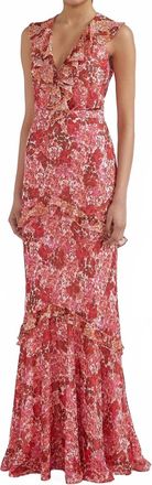 Saloni Rita Dress In Traceri Rouge