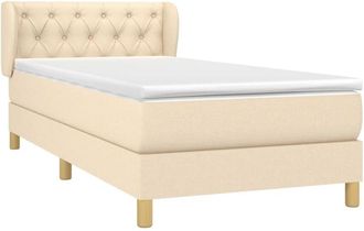 vidaXL Cama Box Spring Con Colch&oacute;n Tela Color Crema 80x200 Cm Vidaxl