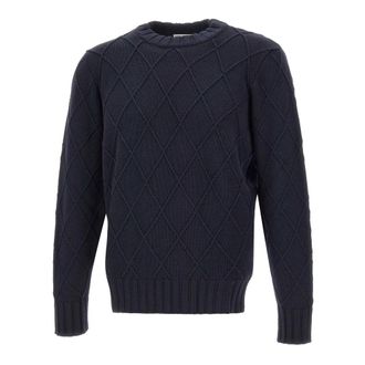 FILIPPO DE LAURENTIIS Filippo De Laurentis Sweaters - Heren - Ronde hals truien - Blauw - XL - Wol - Truien & Vesten