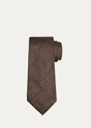 Tom Ford Mens Micro-Geometric Woven Silk Tie