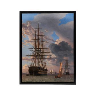 Artery8 CW Eckersberg The Russian Liner Asow & a Frigate Framed Canvas Art | Size: W24 x H32