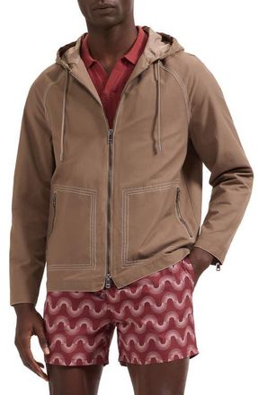 Bugatchi Hooded Jacket in Tobacco at Nordstrom, Size X-Large
