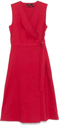 Theory Abito midi svasato - Rosso