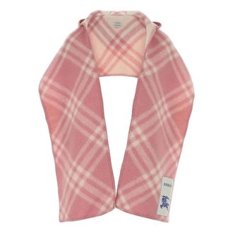 Burberry Check Wool Hooded Scarf - female - Burberry - Winter Scarves - Pink - ONE SIZE - Accessories