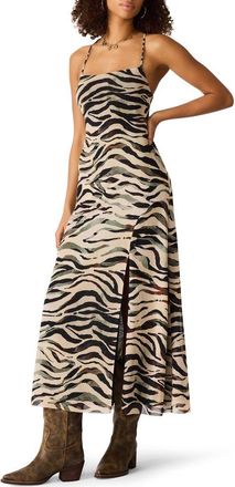 Steve Madden Adella Strappy Maxi Dress in Caramel Zebra at Nordstrom, Size X-Large
