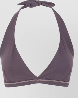 Brunello Cucinelli halter neck swim top embellished trim
