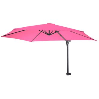 Hhg [nunca Usado] Sombrilla De Pared Casoria, Sombrilla Voladiza Sombrilla De Balc&oacute;n, 3m Inclinable, Poli&eacute;ster Aluminio/acero 9kg, Rosa-rosa