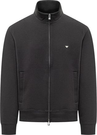Emporio Armani Mock-neck Zip Sweatshirt - Heren - Vesten met rits - Blauw - M - Katoen - Hoodies & sweatvesten
