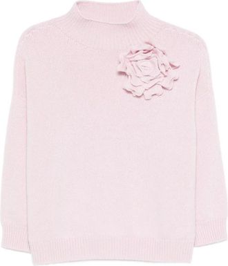 VANISÉ floral appliqué sweater - women - Merino/Cashmere - 40 - Pink