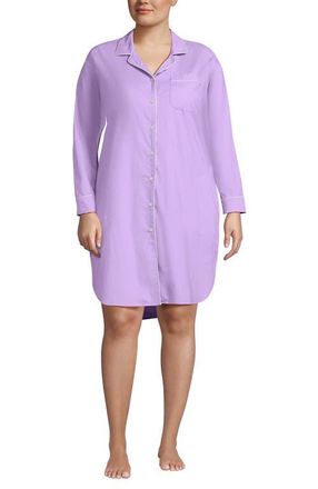 Lands End Cotton Poplin Long Sleeve Sleepshirt Nightgown in Whisper Lilac at Nordstrom, Size X-Large P