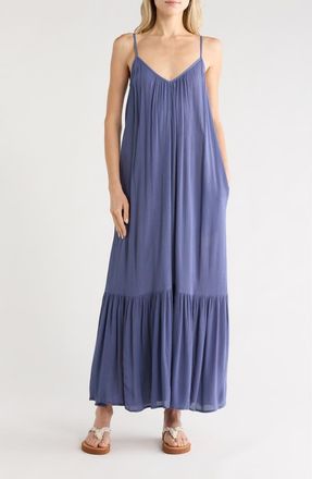 Melrose and Market Gauze Tiered Maxi Dress in Blue Indigo at Nordstrom Rack, Size X-Large