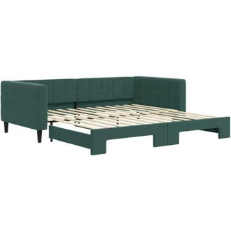 vidaXL Sof&aacute; Cama Nido Terciopelo Verde Oscuro 100x200 Cm Vidaxl