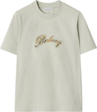 Burberry Katoenen T-shirt met logo - Beige