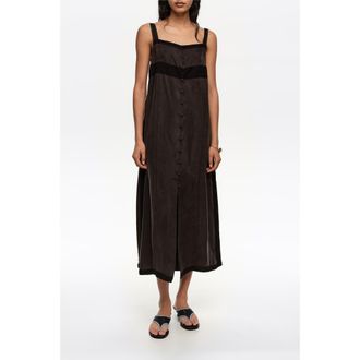Bimba & Lola A-Line Dress With Buttons And Lace in Washed Black at Nordstrom, Size X-Small Eu