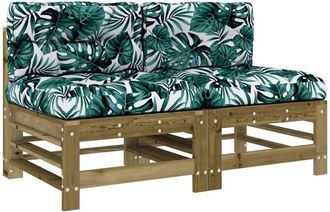 vidaXL Middle Sofas with Cushions 2 pcs Impregnated Wood Pine Vidaxl