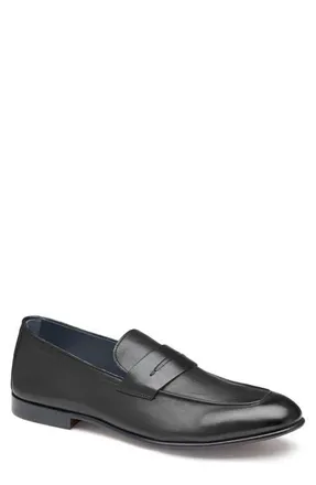Johnston & Murphy Taylor Moc Toe Penny Loafer in Black Italian Calfskin at Nordstrom, Size 10.5