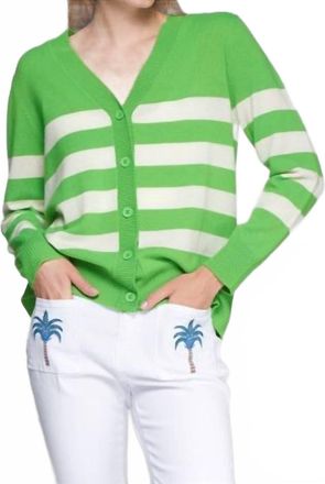 Vilagallo Long Sleeve Striped Cardigan In Green