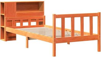 vidaXL Bookcase Bed without Mattress Wax Brown 75x190 cm Small Single Solid Wood Vidaxl