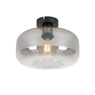 QAZQA Lampada Da Soffitto Bizle - Art D&eacute;co - Vetro,acciaio - Grigio/nero - Tondo Max. 1 X Watt - Qazqa