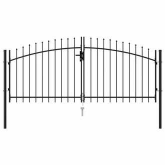 Berkfield Home Fence Gate Double Door with Spike Top Steel 3x1.25 m Black