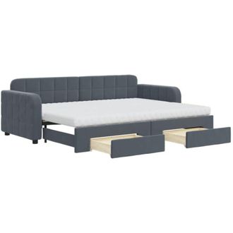 vidaXL Sof&aacute; Cama Nido Con Cajones Terciopelo Gris Oscuro 80x200 Cm Vidaxl