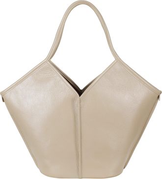 Hereu Beige Calella Distressed Drawstring Leather Tote Bag