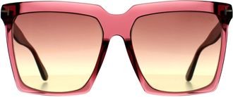 Tom Ford Square Womens Shiny Bordeaux Gradient Sabrina FT0764 - Red - One Size