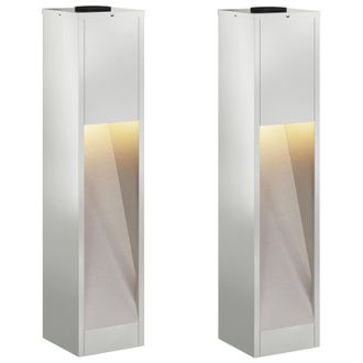 vidaXL Luz De Sendero Led Solar 2 Pcs Plateado Galvanizado Vidaxl