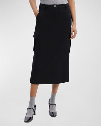 Theory Admiral Crepe Relaxed Midi Cargo Skirt