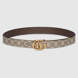 Gucci GG Marmont Reversible Belt, Beige, GG Canvas