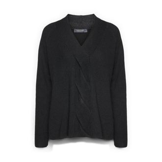 Elena Miro Truien & Vesten, Dames, Zwart, XL, Wol, Trui met Maxi Kabelvlecht