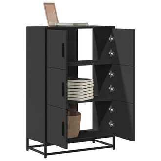 Berkfield Home Highboard Black 68x35x106.5 cm Engineered Wood & Metal