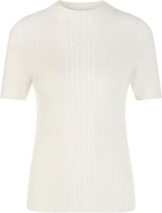 Marc Cain Lichte Pullover met Ronde Hals en Korte Mouwen - Dames - Truien - Wit - Maat: 2XL Wol