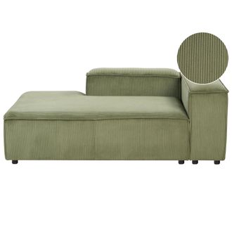Beliani Chaise Longue Moderna Patas Negras Tapizado Pana Poli&eacute;ster Verde Derecho Ardal