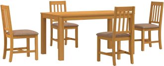 vidaXL Conjunto De Comedor 5 Uds. Gris Madera De Roble S&oacute;lido Vidaxl