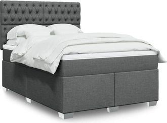 vidaXL Vidaxl - Cama Box Spring Con Colch&oacute;n Tela Gris Oscuro 160x200 Cm