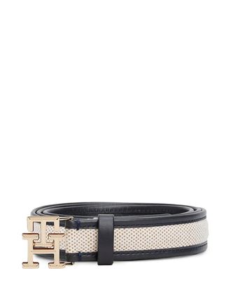 Tommy Hilfiger logo-buckle textured belt - women - Calf Leather - 80 - Blue
