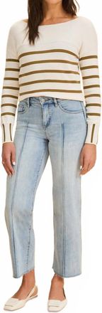 FDJ Long Sleeve Stripe Sweater In White Henna