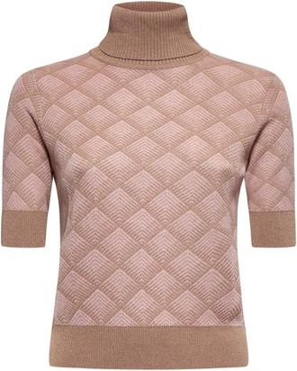 Silvian Heach Kortemouwenshirt met ruitpatroon - Dames - Coltruien - Veelkleurig - XL - Wol - Truien & Vesten