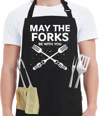 No Brand Delantal De Cocina Ajustable, Delantales Divertidos Para Hombres Con 2 Bolsillos - Regalo De Cumplea&ntilde;os D&iacute;a Del Padre Para Pap&aacute; Chef De Cocina Cocinar